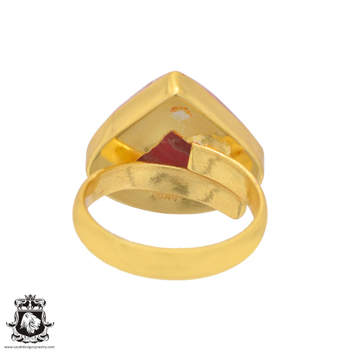 Size 7.5 - Size 9 Ring Rhodochrosite 24K Gold Plated Ring GPR842