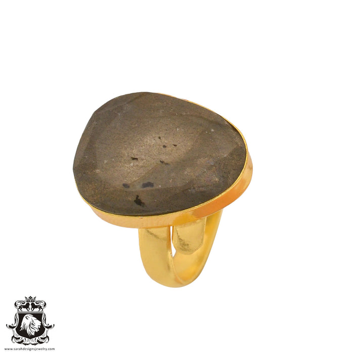 Size 8.5 - Size 10 Ring Labradorite 24K Gold Plated Ring GPR904