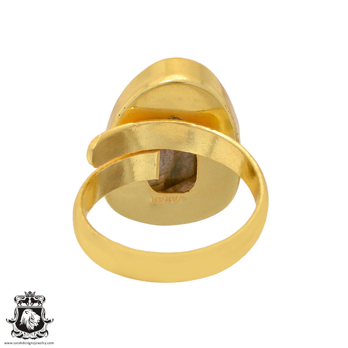 Size 8.5 - Size 10 Ring Purple Labradorite 24K Gold Plated Ring GPR912