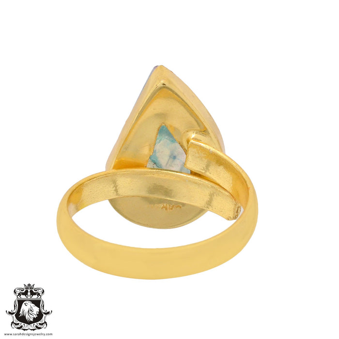 Size 8.5 - Size 10 Ring Garnierite Green Moonstone 24K Gold Plated Ring GPR921