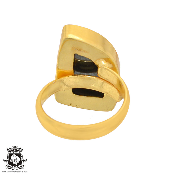 Size 6.5 - Size 8 Ring Hematite 24K Gold Plated Ring GPR949
