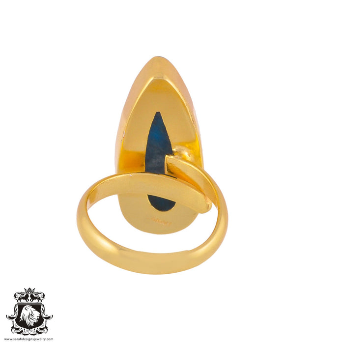 Size 7.5 - Size 9 Adjustable Apatite 24K Gold Plated Ring GPR1005