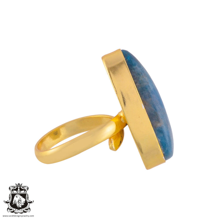 Size 7.5 - Size 9 Adjustable Apatite 24K Gold Plated Ring GPR1005