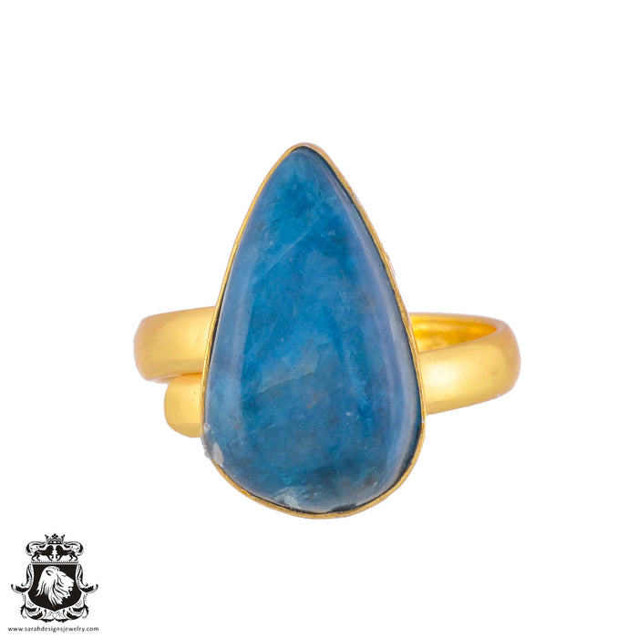 Size 8.5 - Size 10 Ring Apatite 24K Gold Plated Ring GPR1010