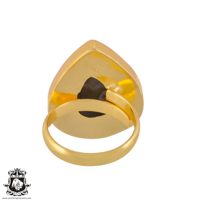 Size 9.5 - Size 11 Ring Rainforest Jasper Rhyolite 24K Gold Plated Ring GPR1031