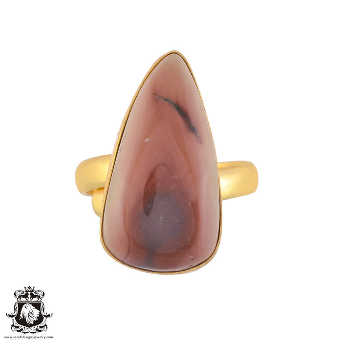 Size 8.5 - Size 10 Adjustable Imperial Jasper 24K Gold Plated Ring GPR1044