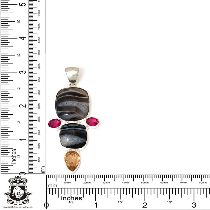 Banded Agate Pendant 4mm Snake Chain P7506