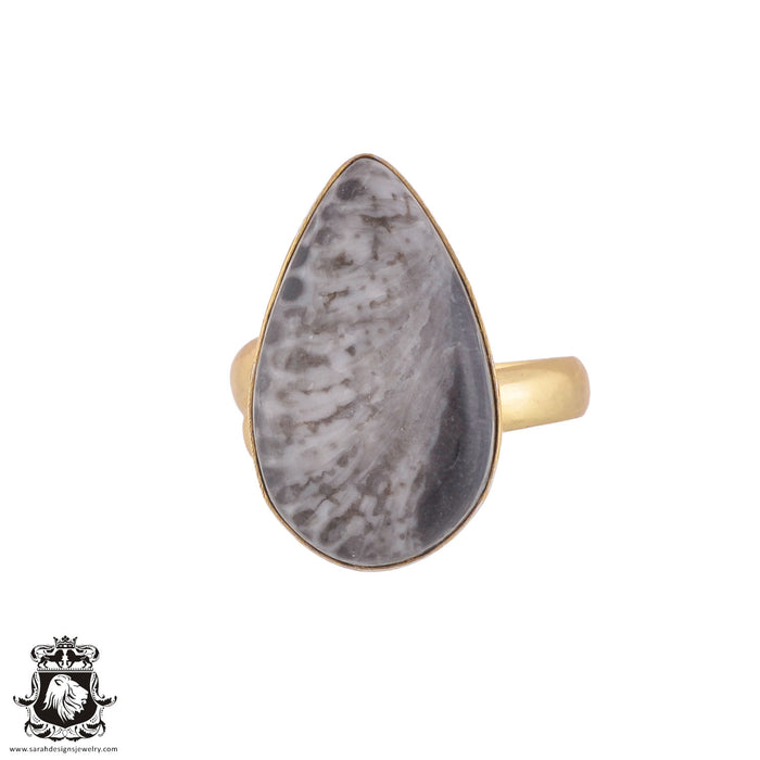 Size 9.5 - Size 11 Ring Stingray Coral 24K Gold Plated Ring GPR967