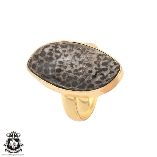 Size 7.5 - Size 9 Ring Stingray Coral 24K Gold Plated Ring GPR971