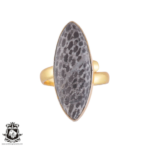 Size 8.5 - Size 10 Adjustable Stingray Coral 24K Gold Plated Ring GPR972