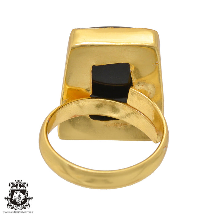Size 7.5 - Size 9 Ring Banded Agate 24K Gold Plated Ring GPR1047