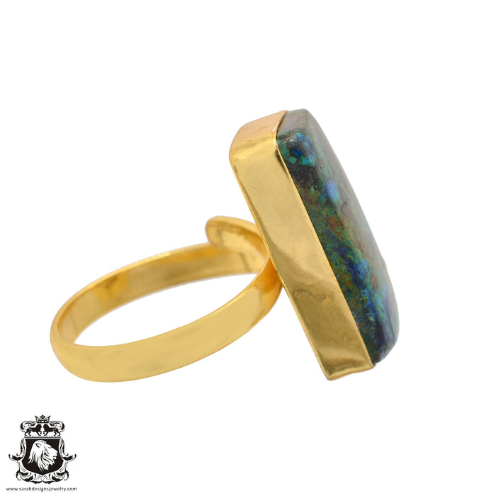 Size 10.5 - Size 12 Adjustable Shattuckite 24K Gold Plated Ring GPR1072