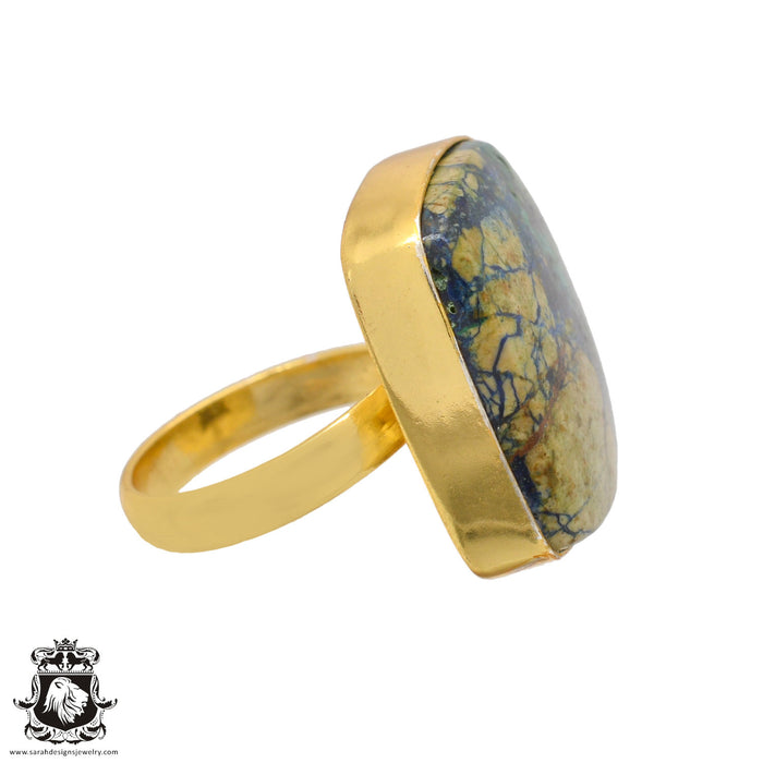 Size 7.5 - Size 9 Ring Shattuckite 24K Gold Plated Ring GPR1074