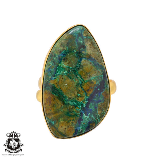 Size 10.5 - Size 12 Adjustable Shattuckite 24K Gold Plated Ring GPR1085