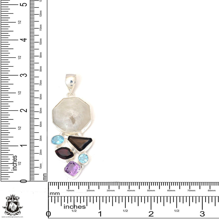 Moonstone Amethyst Pendant & Chain P7370