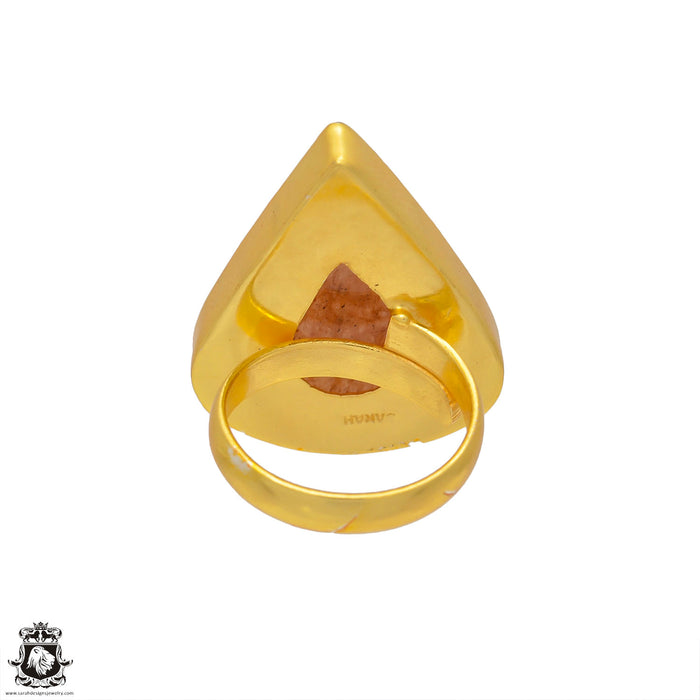 Size 6.5 - Size 8 Ring Lodolite Quartz 24K Gold Plated Ring GPR31