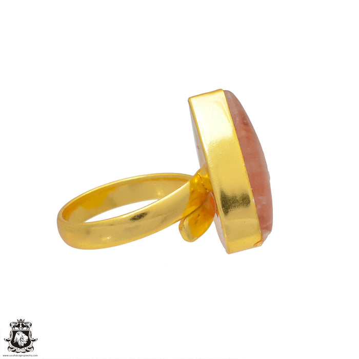 Size 7.5 - Size 9 Ring Lodolite Quartz 24K Gold Plated Ring GPR40