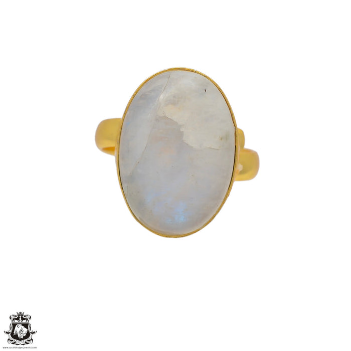 Size 9.5 - Size 11 Ring Moonstone 24K Gold Plated Ring GPR52