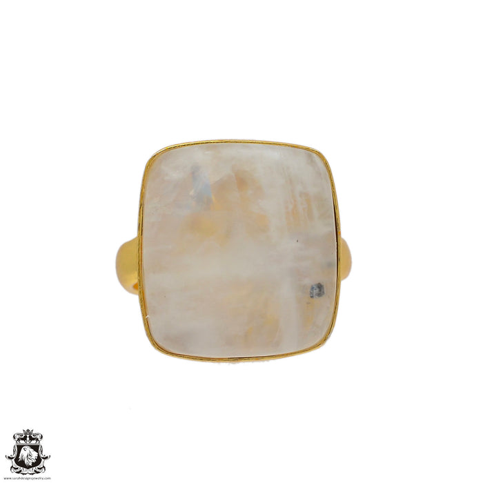 Size 6.5 - Size 8 Adjustable Moonstone 24K Gold Plated Ring GPR62