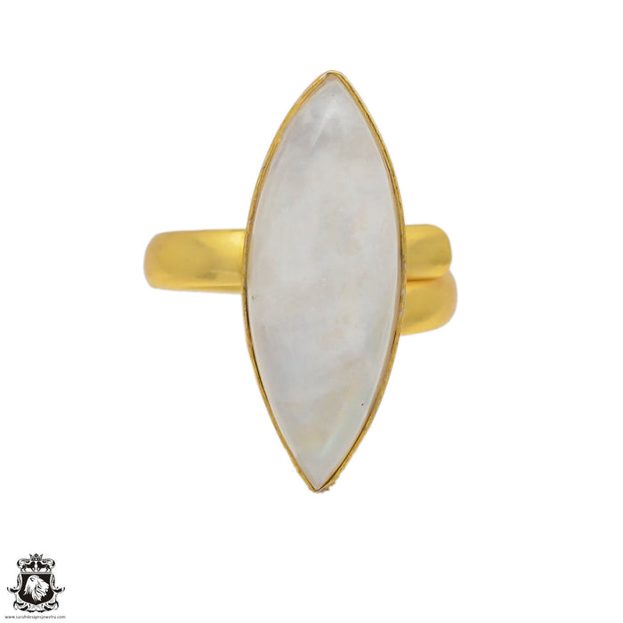 Size 9.5 - Size 11 Ring Moonstone 24K Gold Plated Ring GPR63