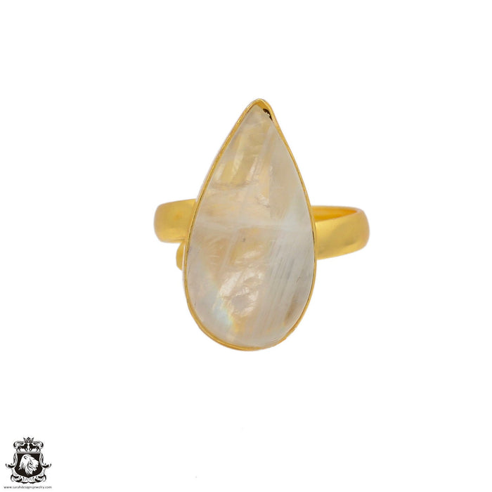 Size 7.5 - Size 9 Ring Moonstone 24K Gold Plated Ring GPR75