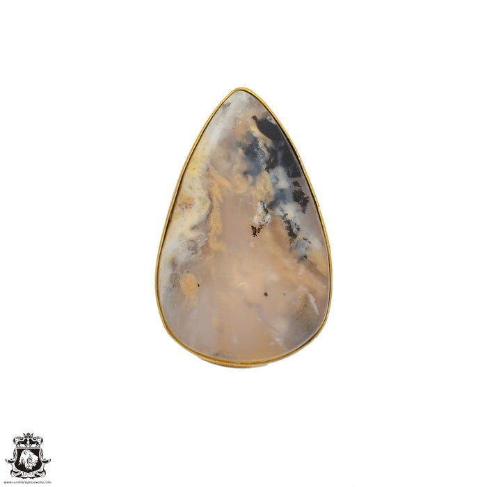 Size 8.5 - Size 10 Ring Montana Agate 24K Gold Plated Ring GPR88