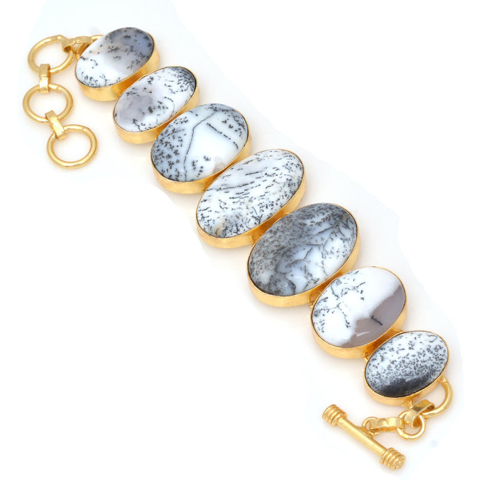 Dendritic Opal Merlinite Gold Plated Bracelet GB1