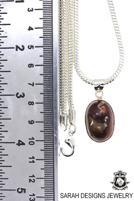 Fire Opal 925 Sterling Silver Pendant & Chain O8