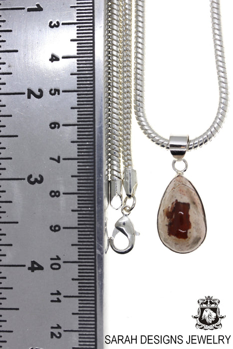 Fire Opal 925 Sterling Silver Pendant & Chain O20
