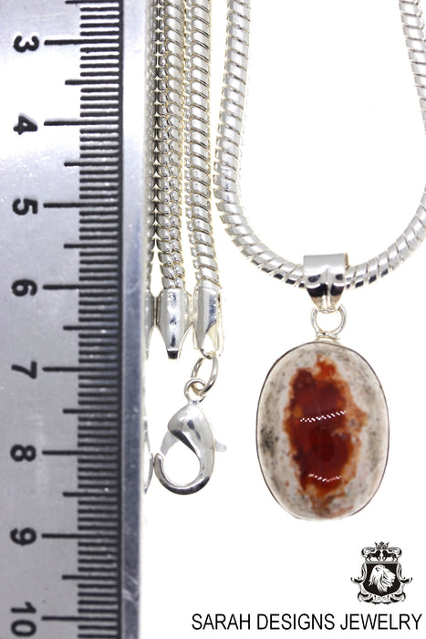 Fire Opal 925 Sterling Silver Pendant & Chain O77