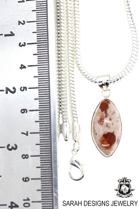 Fire Opal 925 Sterling Silver Pendant & Chain O92