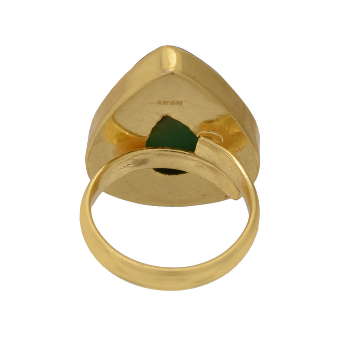 Size 7.5 - Size 9 Ring Boulder Chrysoprase 24K Gold Plated Ring GPR1128