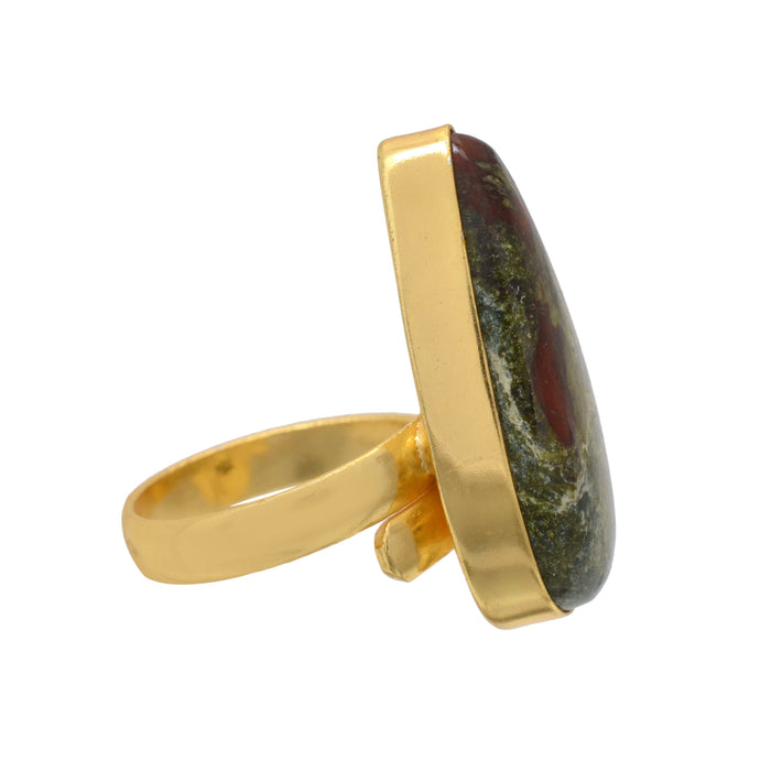 Size 9.5 - Size 11 Ring Dragon Blood Jasper 24K Gold Plated Ring GPR1157