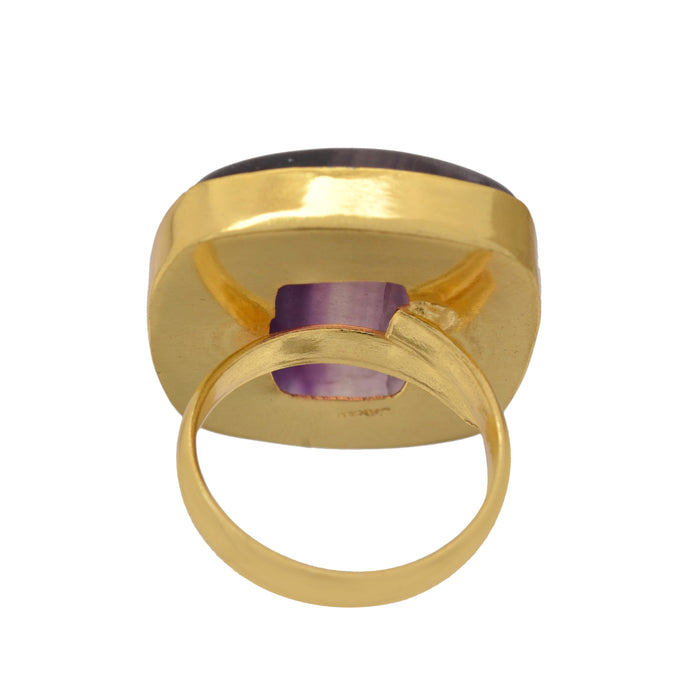 Size 8.5 - Size 10 Ring Fluorite 24K Gold Plated Ring GPR1158