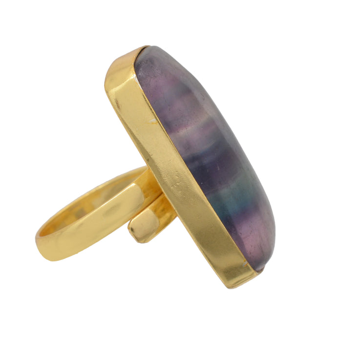 Size 9.5 - Size 11 Ring Fluorite 24K Gold Plated Ring GPR1160