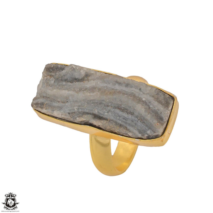 Size 8.5 - Size 10 Ring Desert Druzy  24K Gold Plated Ring GPR1187