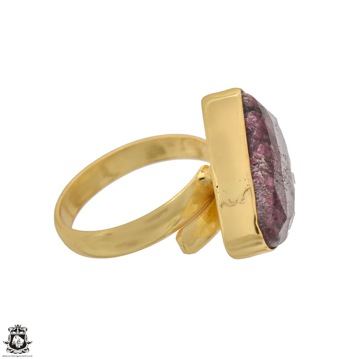 Size 8.5 - Size 10 Ring Ruby Zoisite 24K Gold Plated Ring GPR1215