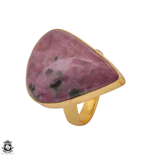 Size 6.5 - Size 8 Ring Ruby Zoisite 24K Gold Plated Ring GPR1219