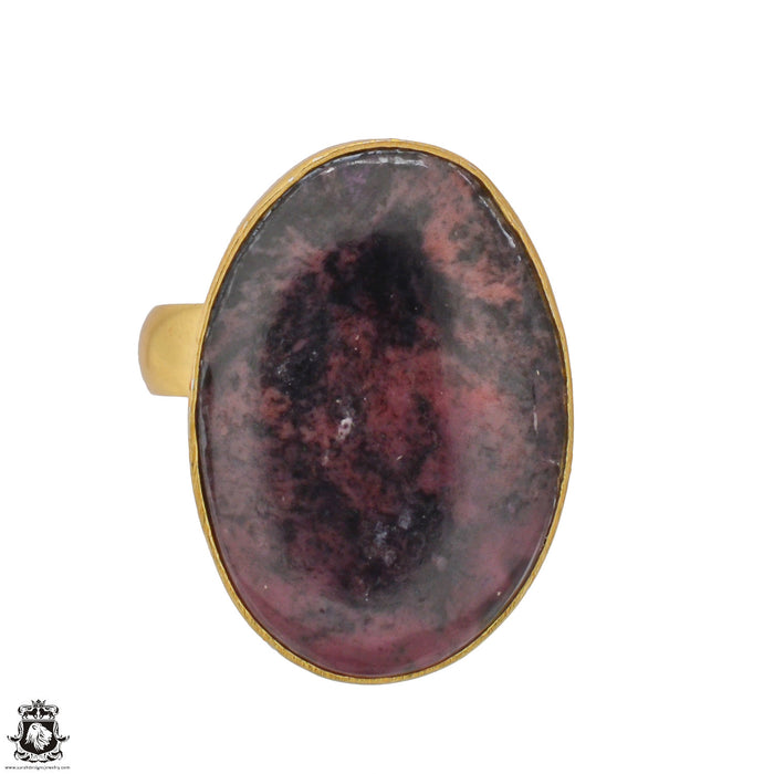 Size 8.5 - Size 10 Ring Rhodonite 24K Gold Plated Ring GPR1237