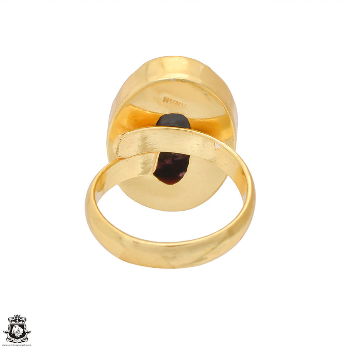 Size 8.5 - Size 10 Ring Rhodonite 24K Gold Plated Ring GPR1237