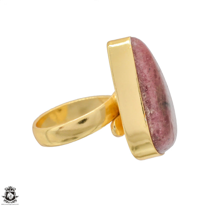 Size 6.5 - Size 8 Ring Rhodonite 24K Gold Plated Ring GPR1243