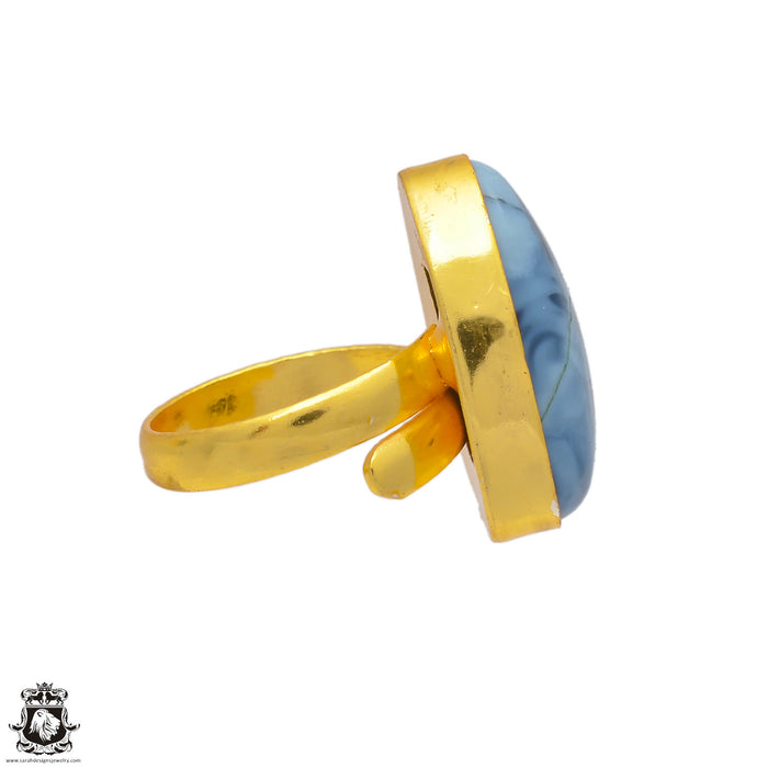Size 8.5 - Size 10 Adjustable Owyhee Opal 24K Gold Plated Ring GPR127