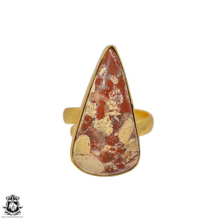 Size 7.5 - Size 9 Ring Wild Horse Jasper 24K Gold Plated Ring GPR19