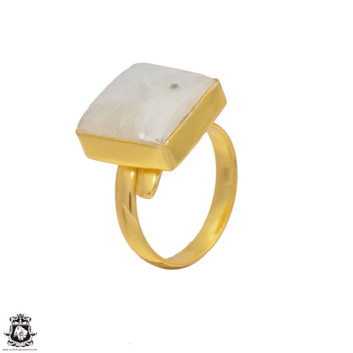 Size 9.5 - Size 11 Ring Moonstone 24K Gold Plated Ring GPR66
