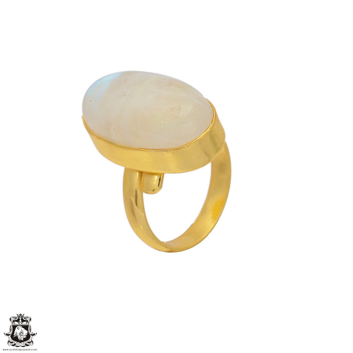 Size 6.5 - Size 8 Ring Moonstone 24K Gold Plated Ring GPR59