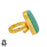 Size 9.5 - Size 11 Ring Amazonite 24K Gold Plated Ring GPR352