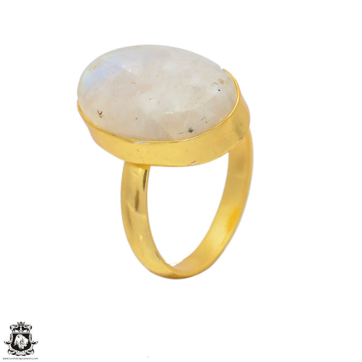 Size 10.5 - Size 12 Ring Moonstone 24K Gold Plated Ring GPR73