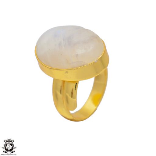 Size 6.5 - Size 8 Ring Moonstone 24K Gold Plated Ring GPR76