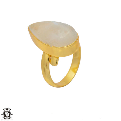 Size 7.5 - Size 9 Ring Moonstone 24K Gold Plated Ring GPR75