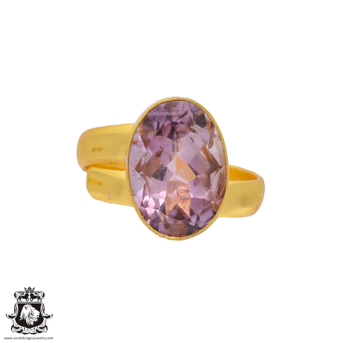 Size 8.5 - Size 10 Ring Lavender Amethyst 24K Gold Plated Ring GPR360